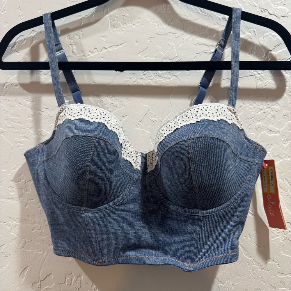 Colsie Denim Blue Bustier Bra